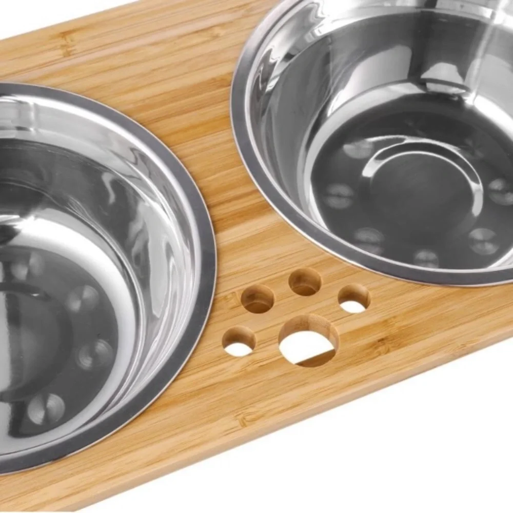 Pet Bowls Bamboo Elevated Stand Feeder
